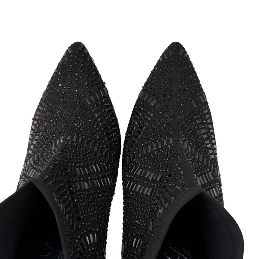 Lauren Lorraine Crystal Embellished Mesh Fabric Booties Black Size 8.5 - Picture 4 of 9